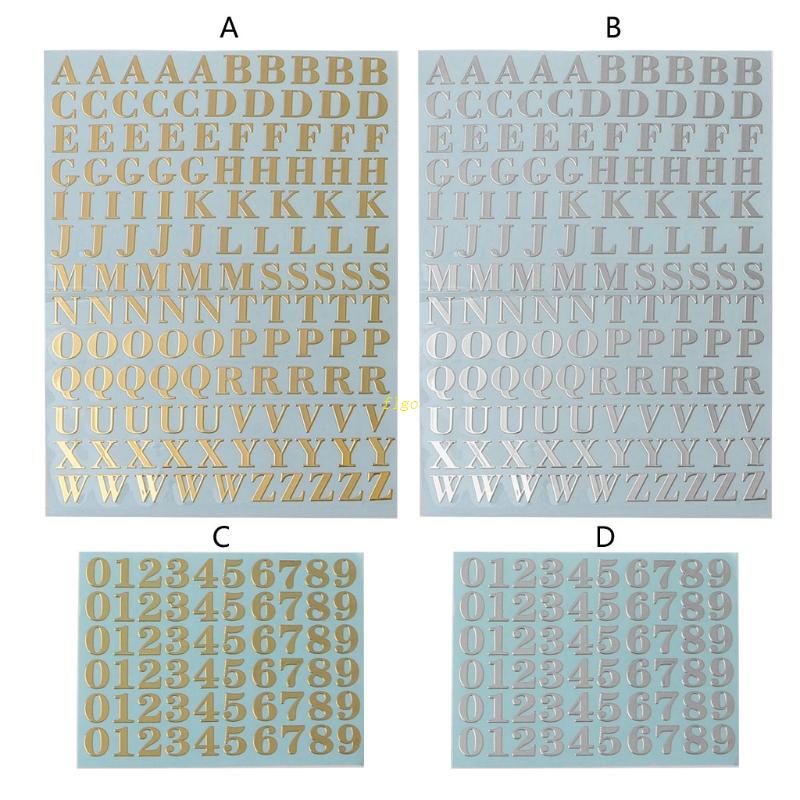 Set 2 Tấm Sticker Chữ Cái Tự Dính Màu Vàng / Bạc