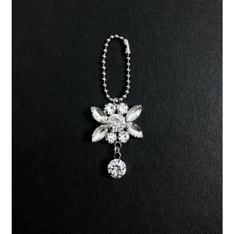 Charm Cài Túi Hoa Đá Cực Sang Xinh Màu Bạc 🌸