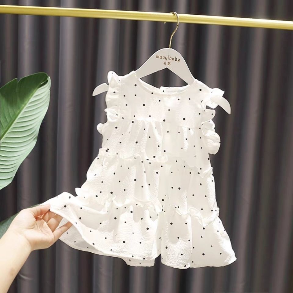 Đầm Công Chúa Nhiều Tầng Họa Tiết Chấm Bi Thời Trang Mùa Hè Cho Bé Gái