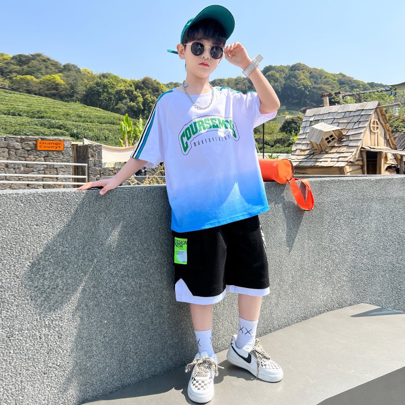 Bộ quần áo cotton hè "D. SEMYS" 14-52kg cho bé trai 4-14 tuổi. Thoáng mát, co giãn tốt. Hàng may kỹ. STB53