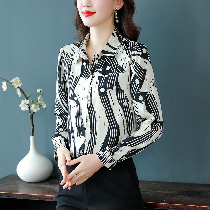 Áo Sơ Mi Chiffon Cao Cấp Tay Dài In Họa Tiết Hoa Thời Trang Mùa Xuân 2023 Mới Cho Nữ
