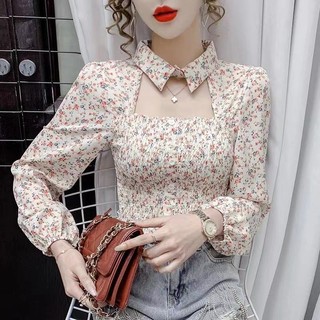Áo sơ mi chiffon tay dài khoét eo thời trang xuân hè 2023 dành cho nữ