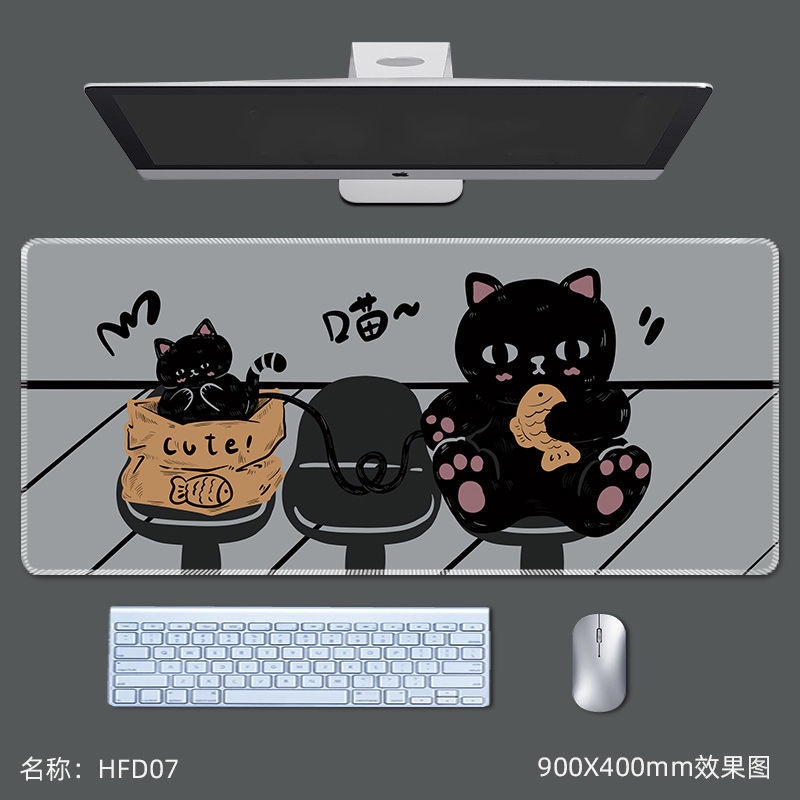 Tấm Lót Chuột Bàn Phím Máy Tính Chống Trượt In Hình Mèo Hoạt Hình Dễ Thương