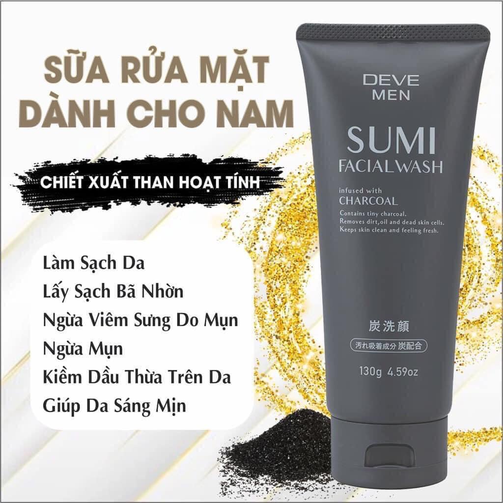 Sữa rửa mặt than hoạt tính cho nam Sumi Deve 130g NHẬT BẢN