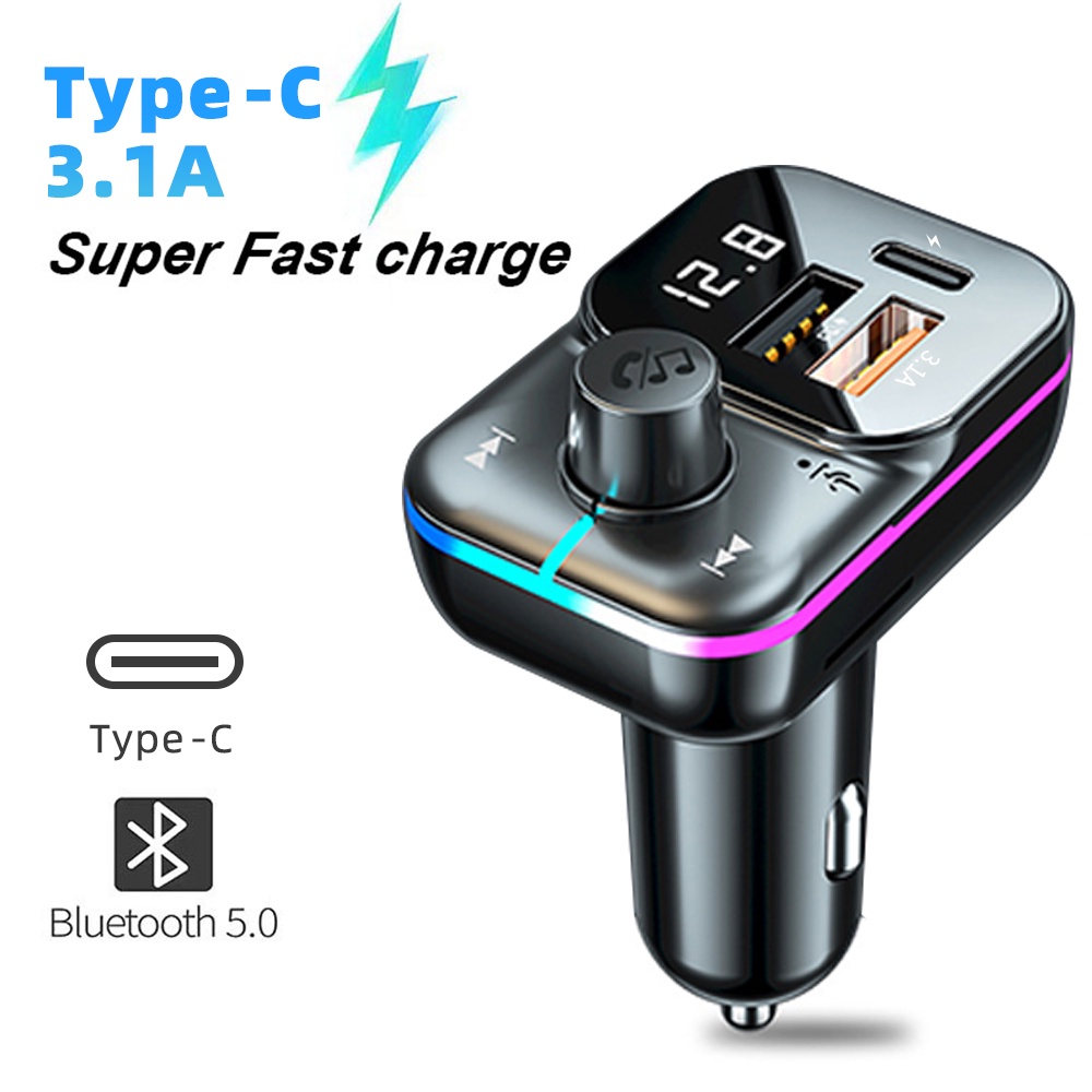 Tẩu Sạc Hai Cổng USB Bluetooth 5.0 FM QC3.0 PD Type C Hỗ Trợ Thẻ TF Cho Xe Hơi | BigBuy360 - bigbuy360.vn