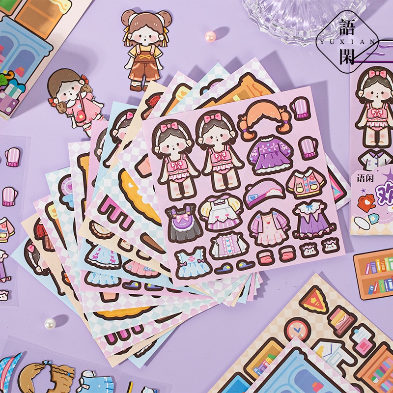 Bộ 12 Tờ 4 Loại Sticker Dán Trang Trí Lều Họa Tiết Hoạt Hình Dễ Thương