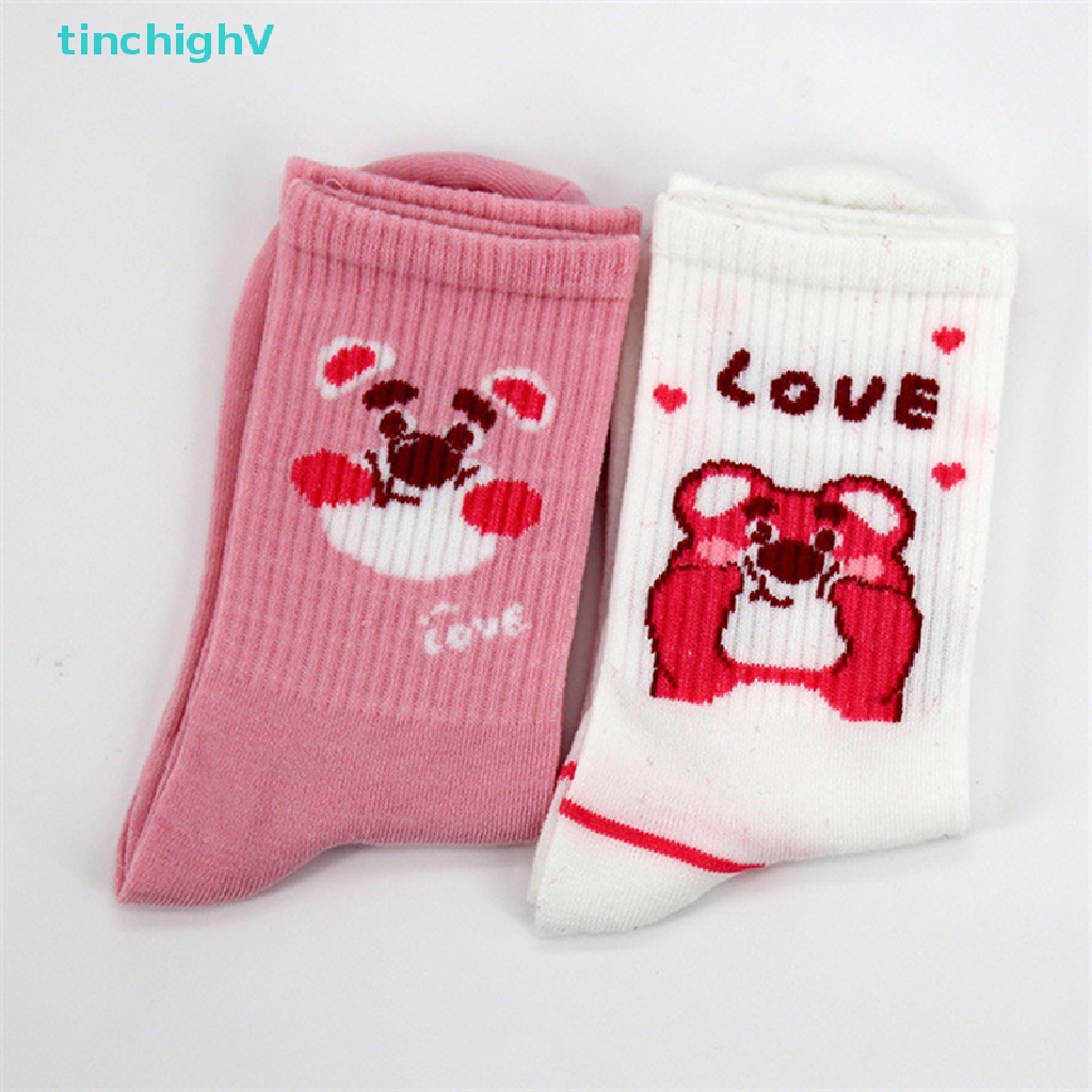 [TinchighV] Vớ Ống Lửng Hình Gấu Dâu Tây Hoạt Hình Phong Cách Hàn Quốc Dễ Thương Hợp Thời Trang Cho Nữ [