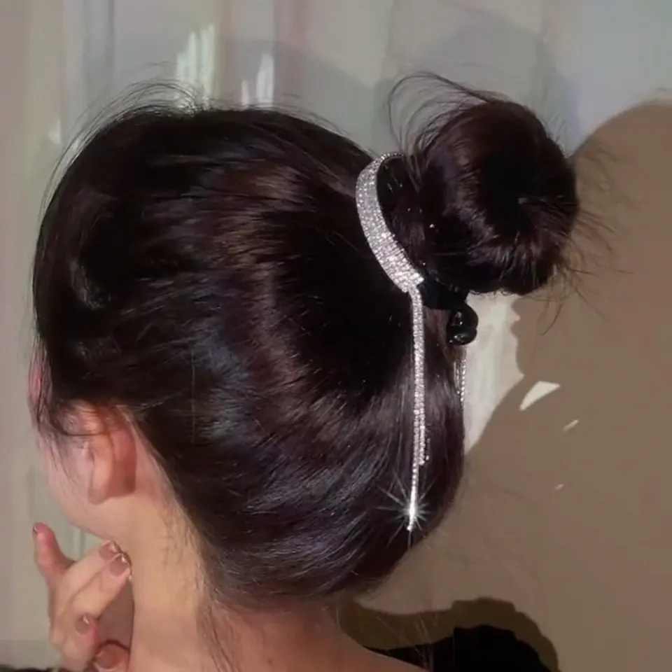 Kẹp Tóc Tua Rua Đính Kim Cương Tinh Tế Thanh Lịch Cho Nữ / Bé Gái