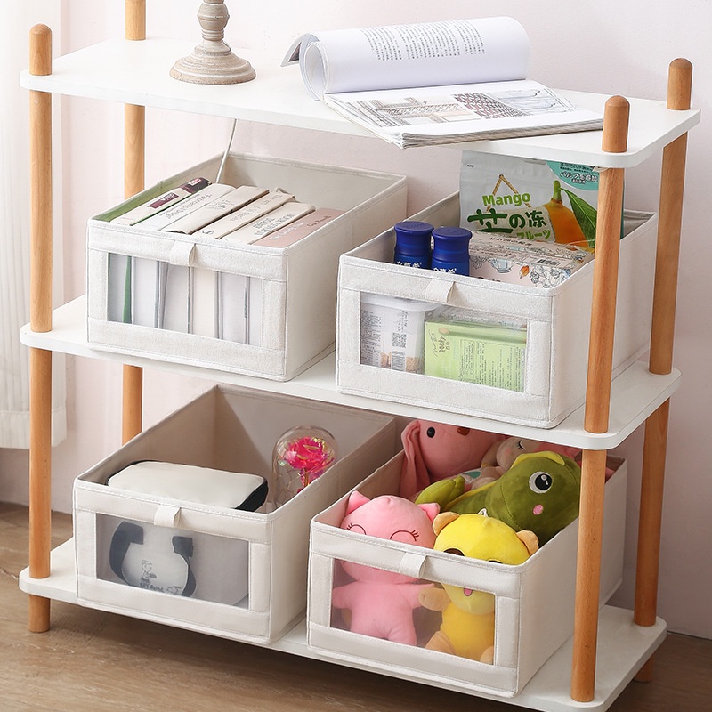 Hộp Đựng Đồ Chơi / Quần Áo Bằng Vải Lanh Cotton Dạng Gập Để Bàn / Cửa Sổ / Tủ Quần Áo N4XH