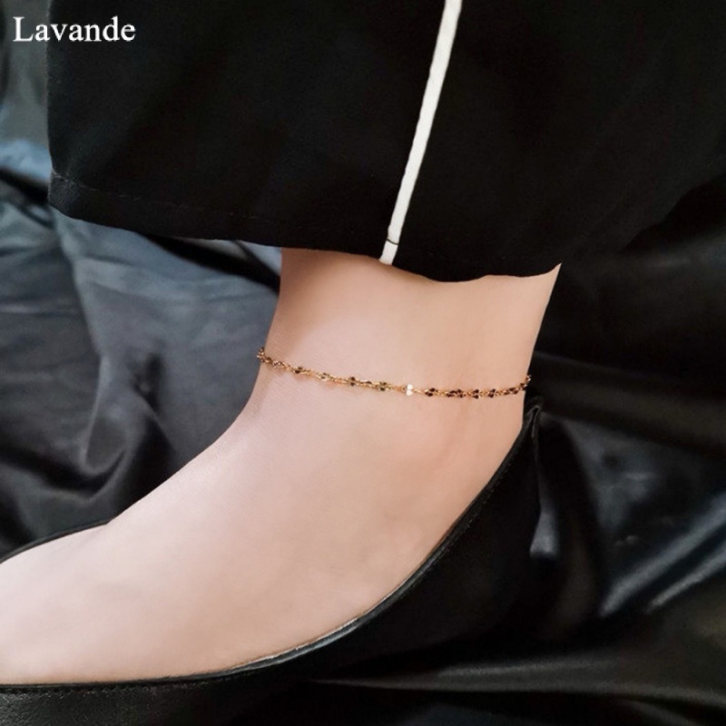 Vòng tay mạ vàng 18k 100% kim loại titan lắc chân chống thấm nước thiết kế thời trang đơn giản khí chất cổ tích JL023