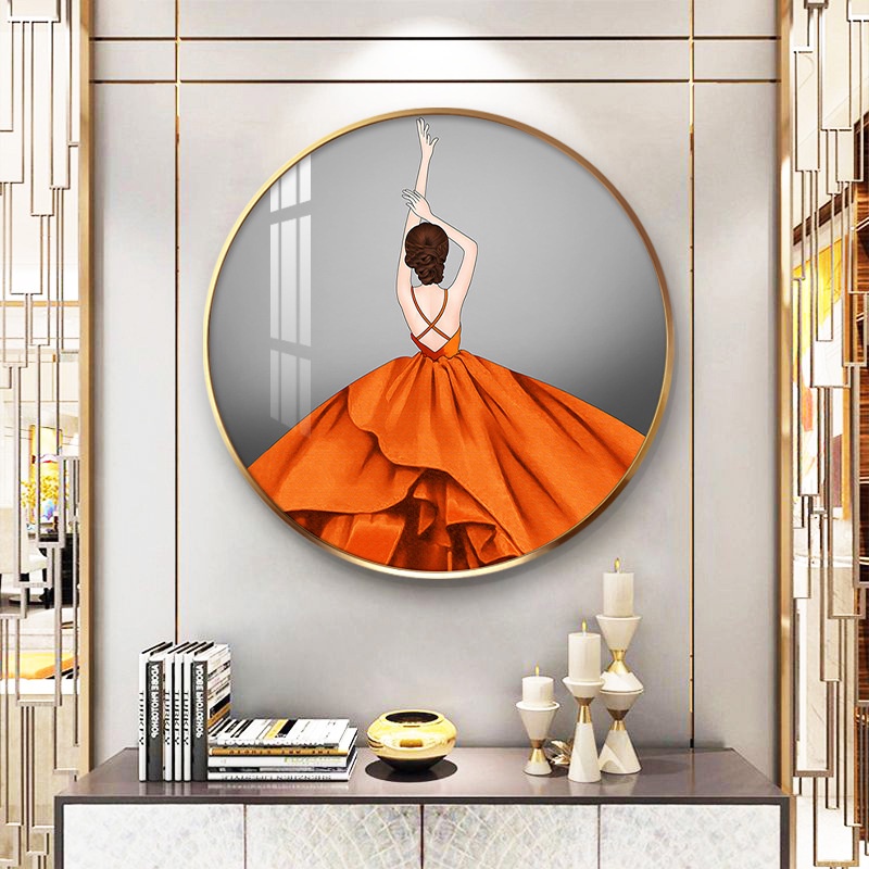 Tranh Tráng Gương Tròn Treo Tường Cao Cấp Cô Gái Nghệ Thuật Decor phòng khách/ phòng ngủ/ Làm Quà Tặng.