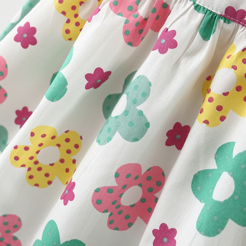 Đầm Cổ Vuông Họa Tiết Hoa Mùa Hè Phong Cách Đồng Quê Mới + Mũ Cho Bé Gái 0-3 Tuổi