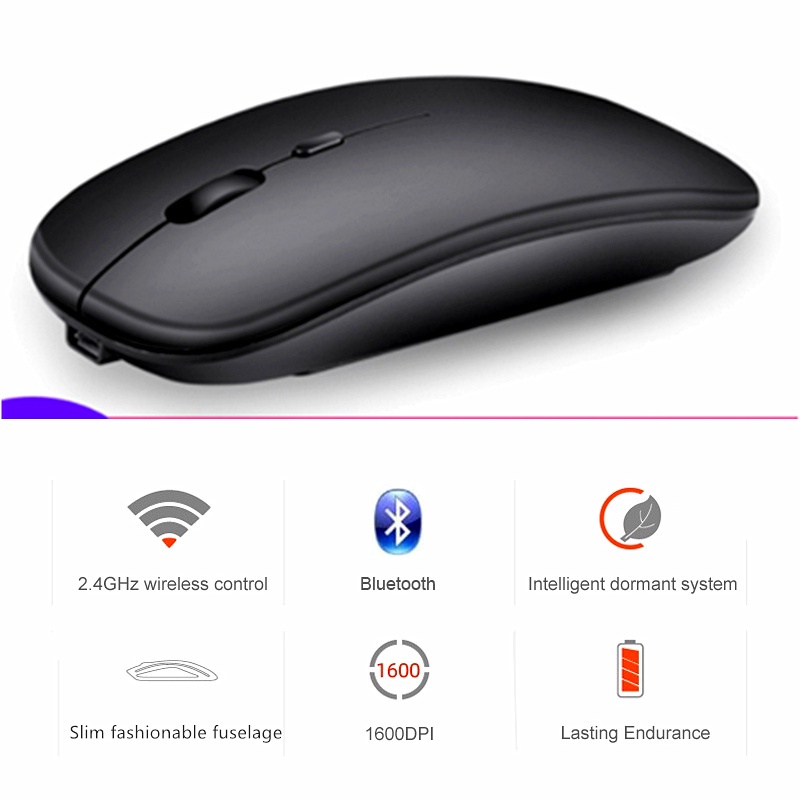 Chuột Không Dây Chuột Bluetooth 2.4GHz Quang Không Dây Có Thể Sạc Lại Chuột Không Dây Slim Silent Mouse Cho PC/Laptop/Đi