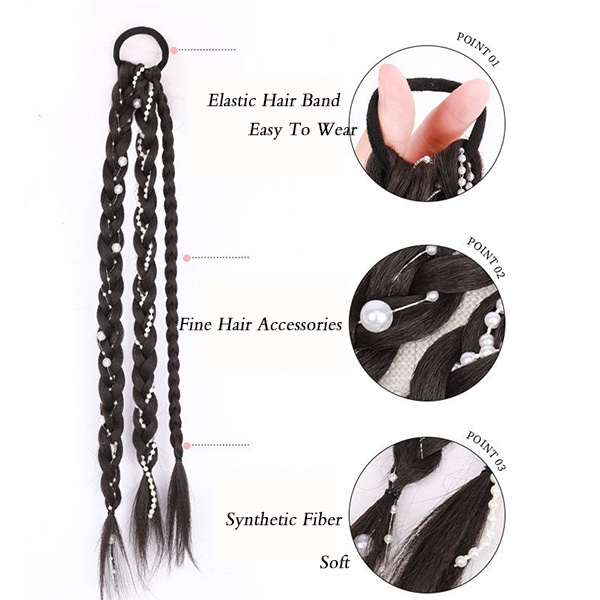 Bím Tóc Giả Bằng Sợi Tổng Hợp Co Giãn Màu Đen / Nâu Dễ Thương Dành Cho Bé YIDEAJP5