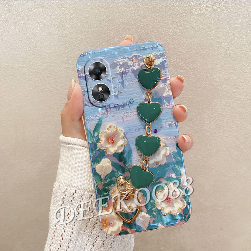 Ốp Điện Thoại Mềm Hình Hoa Có Dây Đeo Tay Cho OPPO A78 Reno8 T Reno 8 8T 4G 5G 2023 Reno8T OPPOA78