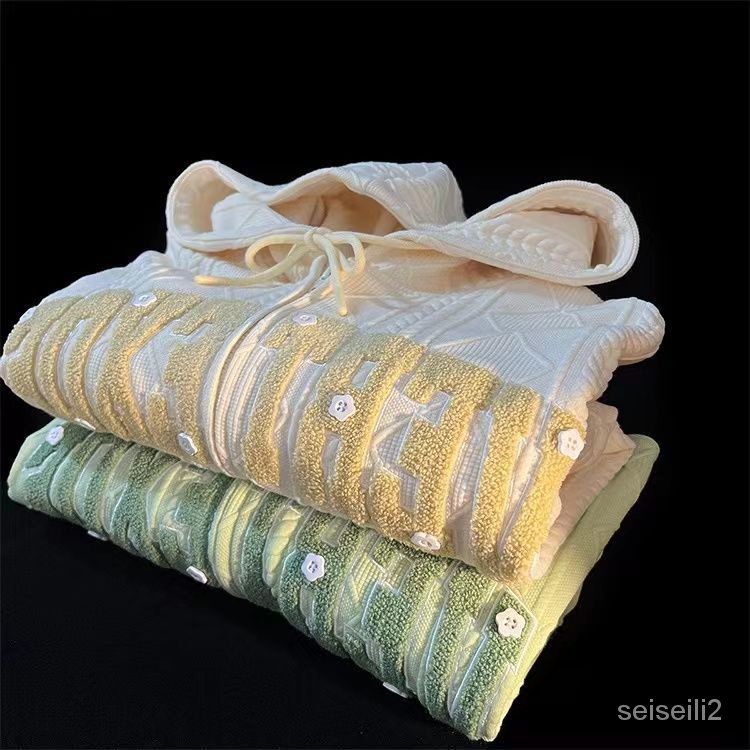 Áo Khoác Cardigan Có Mũ Dáng Rộng Thêu Chữ Phong Cách Retro Mỹ Cao Cấp Cho Nữ