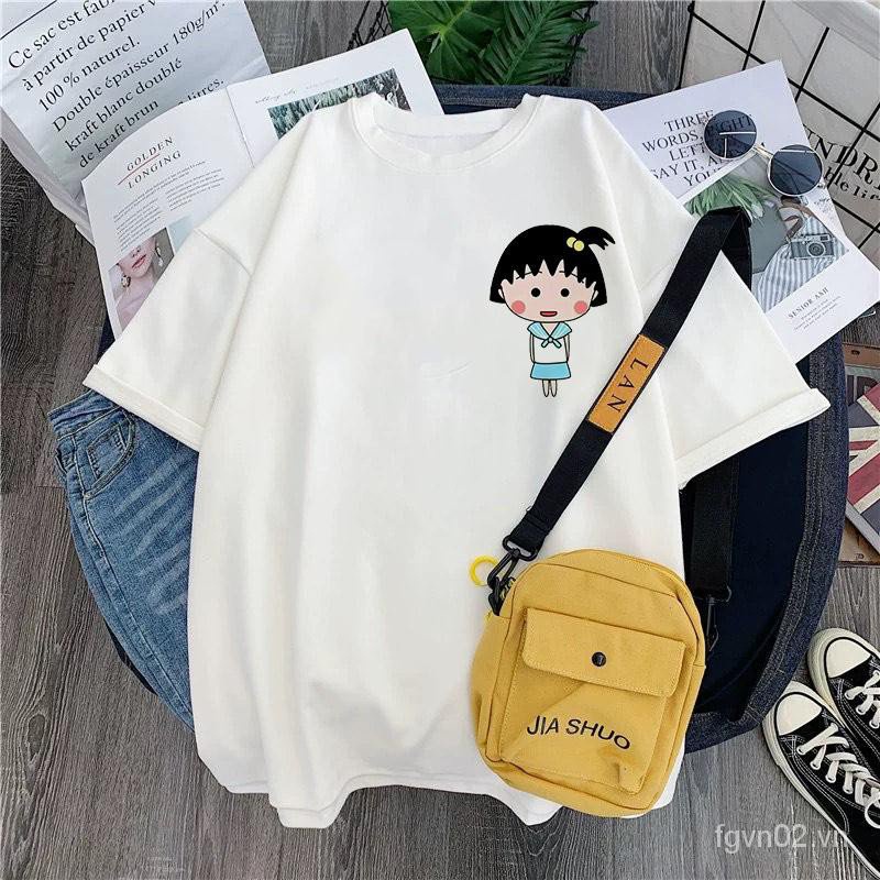 Áo Thun Tay Ngắn In Hình CHIBI MARUKO Cỡ Lớn / Cặp Đôi Thời Trang