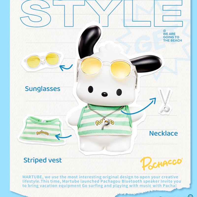 SANRIO  Loa Thông Minh Kết Nối Bluetooth 5.3 PQG001 Pochacco Kèm Remote Điều Khiển