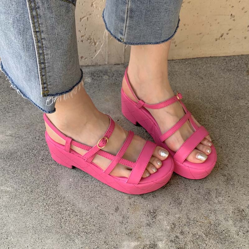 Sandal Đế Dày Cài Khóa Phong Cách Thời Trang Retro Pháp 2023 Dành Cho Nữ