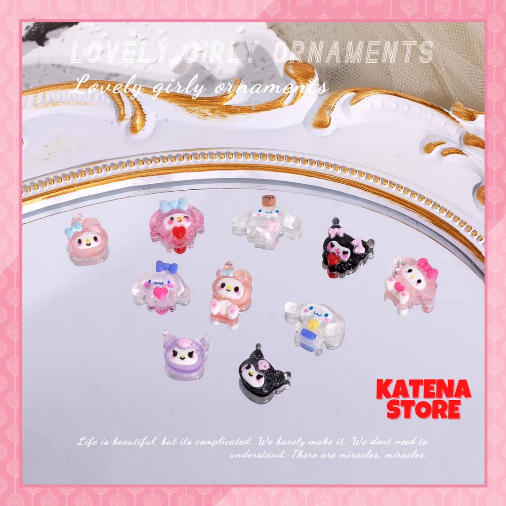 LẺ 1 cái Phụ Kiện Charm Trang Trí Móng Hình Thỏ, Gấu Dâu Lotso, Kuromi, Gấu Nâu Đáng Yêu, Xinh Xắn DIY