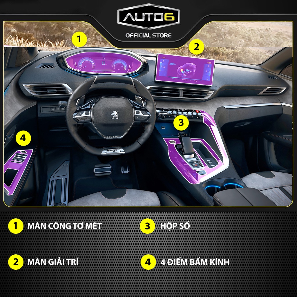 PEUGEOT 3008-5008: Phim PPF dán màn công tơ mét -  AUTO6 &lt;Made in Việt Nam&gt; chống xước, che phủ các vết xước cũ....