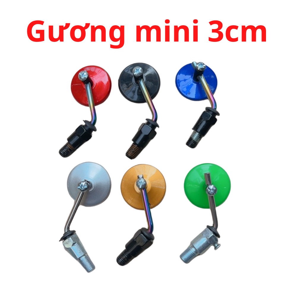 Gương siêu mini 3cm tình yêu lắp trang trí xe máy kiều màu xanh đỏ bạc vàng đen lắp xe wave, sirius , exciter ....