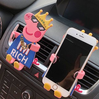 Peppa Pig Cartoon Car Phone Holder Automobile Phone Holder Navigation Holder Car Air Outlet Mobile Phone Stand Car Interior Car Special Phone Navigation Stand Navigation Holder Car Supplies Nội thất xe hơi Qig6