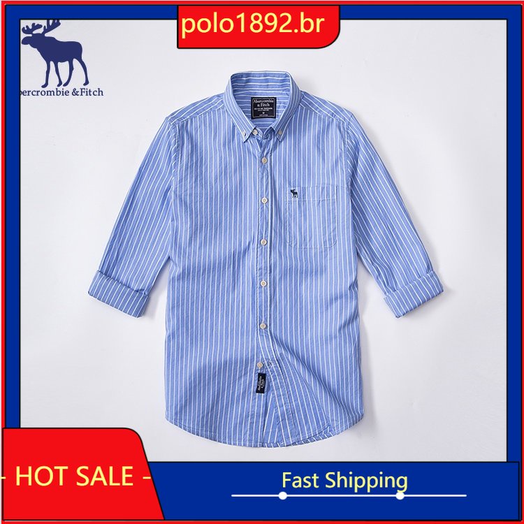 Bán Chạy Áo Sơ Mi Nam Tay Dài Kẻ Sọc Cotton Màu Trơn Kiểu Doanh Nhân AF Abercrombie & Fitchs