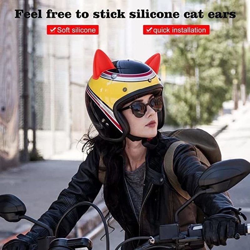 Tai mèo gắn mũ bảo hiểm siêu kute đủ màu yêu thích + tặng keo 3m