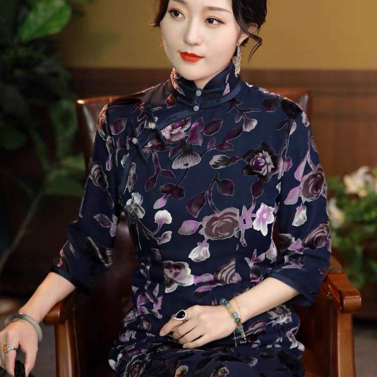 Vải nhung the tơ tằm ép hoa