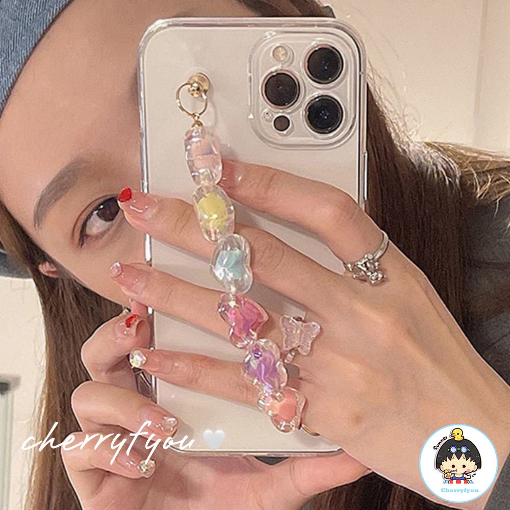 Ốp Điện Thoại TPU Mềm Trong Suốt Màu Kẹo Có Dây Đeo Tay Cho IPhone 14 13 12 11 Pro Max X Xs XR 8 7 Plus