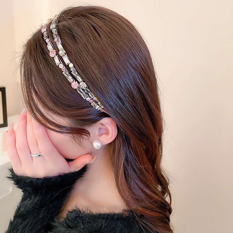 Băng đô cài tóc CHLINS hợp kim bản mỏng đính đá pha lê nhân tạo thời trang dành cho nữ