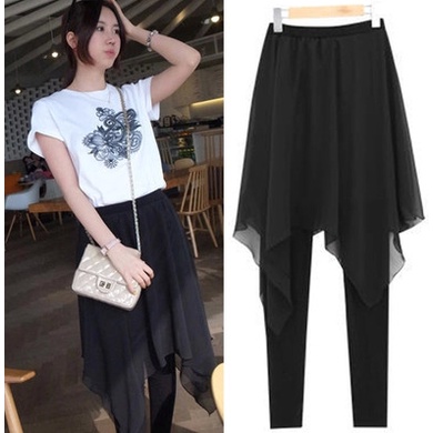 Quần Voan Giả Hai Lớp Plus Size Dáng Ôm Phong Cách Hàn Quốc