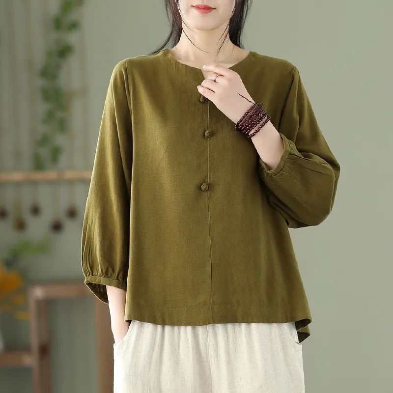 Áo Thun Ba Lỗ Vải Lanh Cotton Cổ Tròn Màu Trơn Thời Trang Xuân Hè Mới M-4xl2023