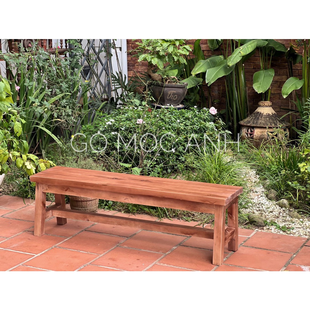 Ghế băng dài bằng gỗ tự nhiên dài 80cm, 1m, 1m2  để ban công, hành lang đi giày