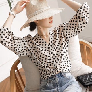 Áo sơ mi chấm bi sang chảnh 2284