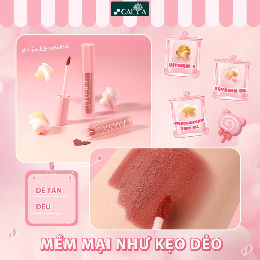 Son Kem Lì PinkFlash Mềm Mịn Như Nhung, Bền Màu - Pink Flash Pinksweetie Powdery Lipgloss PF L16