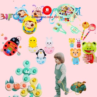 Bộ đồ chơi cho em bé lật đật xúc xắc lục lạc trống cầm tay cho bé an toàn dễ thương giúp bé nhanh tay nhanh mắt