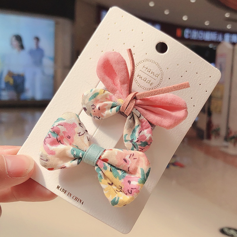 Set 2 Kẹp Tóc Nơ Nhiều Màu Sắc Xinh Xắn Cho Bé Gái