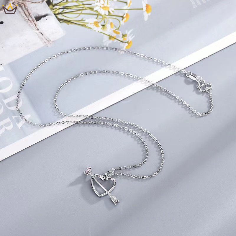 Vòng cổ Mặt Hình Thần Tiên Thần Tiên Thần Tiên Đính Kim Cương Màu Hồng Nhạt Sang Trọng niche Có Mũi Tên Xuyên Qua Trái Tim HGF Cho Nữ