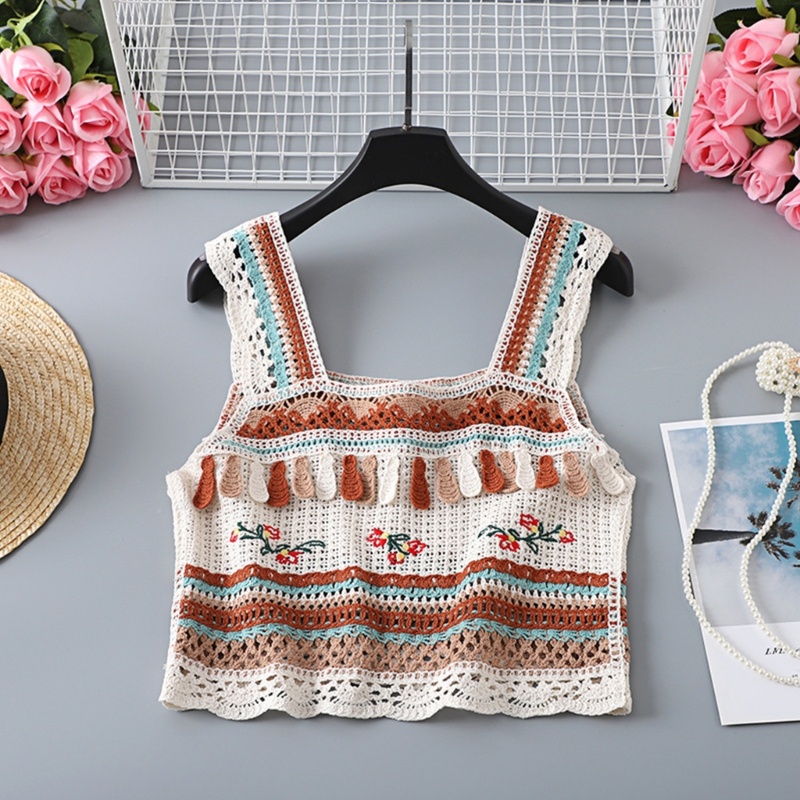 Áo Hai Dây Dệt Kim Thêu Hoa Nhiều Màu Thời Trang Mùa Hè Cho Bạn Gái