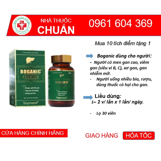 BOGANIC PREMIUM TRAPHACO(Mua 10 tặng 1) Bổ Gan, Giải Độc Gan, Tăng Sức Đề Kháng, Chống Oxy Hóa.