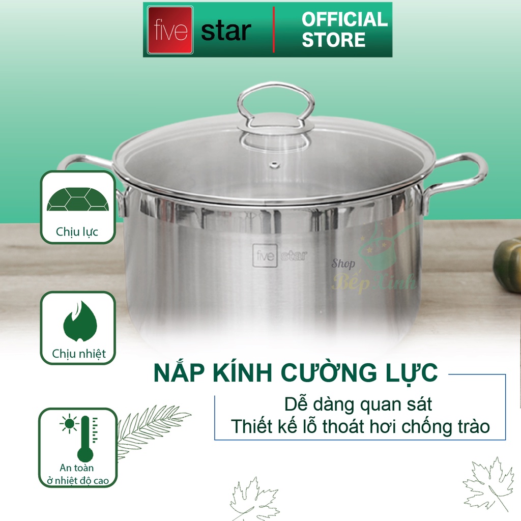 Nồi luộc gà 3 đáy từ sandwich inox 430 cao cấp FiveStar Standard ( 26cm / 28cm / 30cm ) , dùng được mọi bếp