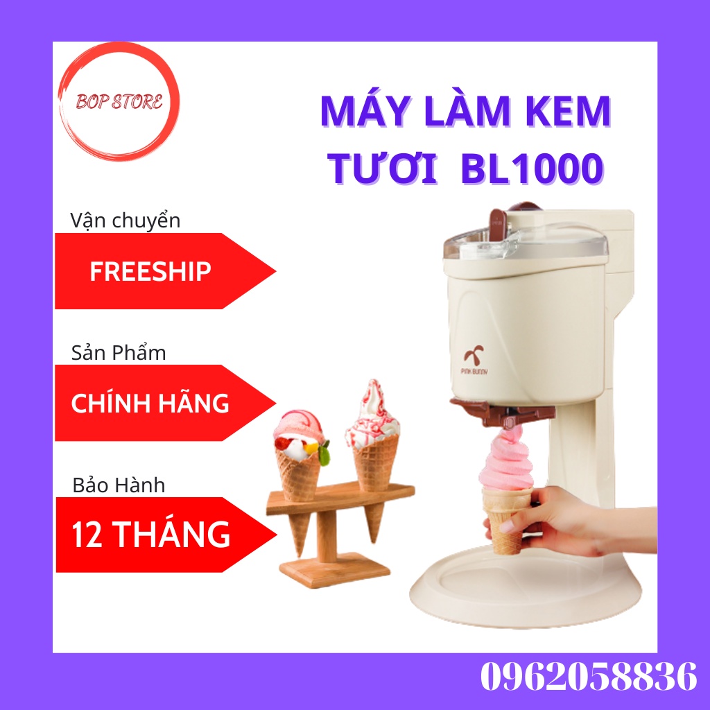 Máy Làm Kem Tươi Mini Pink Bunny BL1000, Máy Làm Kem Ốc Quế