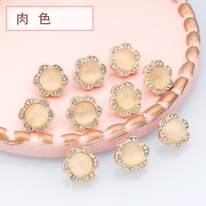 Set 5 Nút Áo Hình Bông Hoa Đính Đá Nhiều Màu Sắc