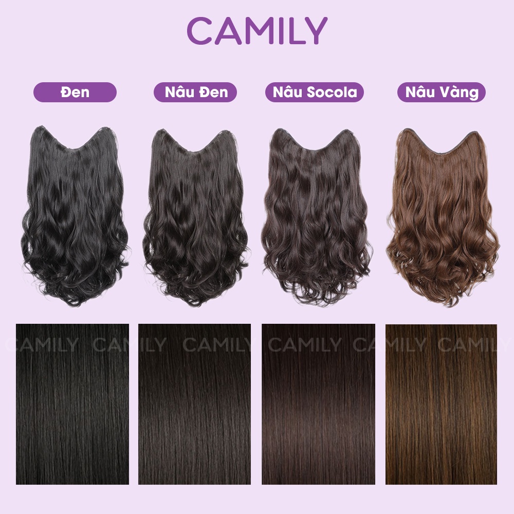 Tóc giả nữ Camily kẹp tóc chữ U 5 phím xoăn sóng làm dày tóc CM05