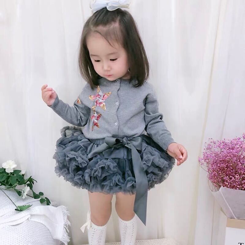 Hàng Mới Về Đầm Công Chúa Dáng Xòe tutu Phối Áo Khoác Cardigan Lửng Dễ Thương Cho Bé Gái