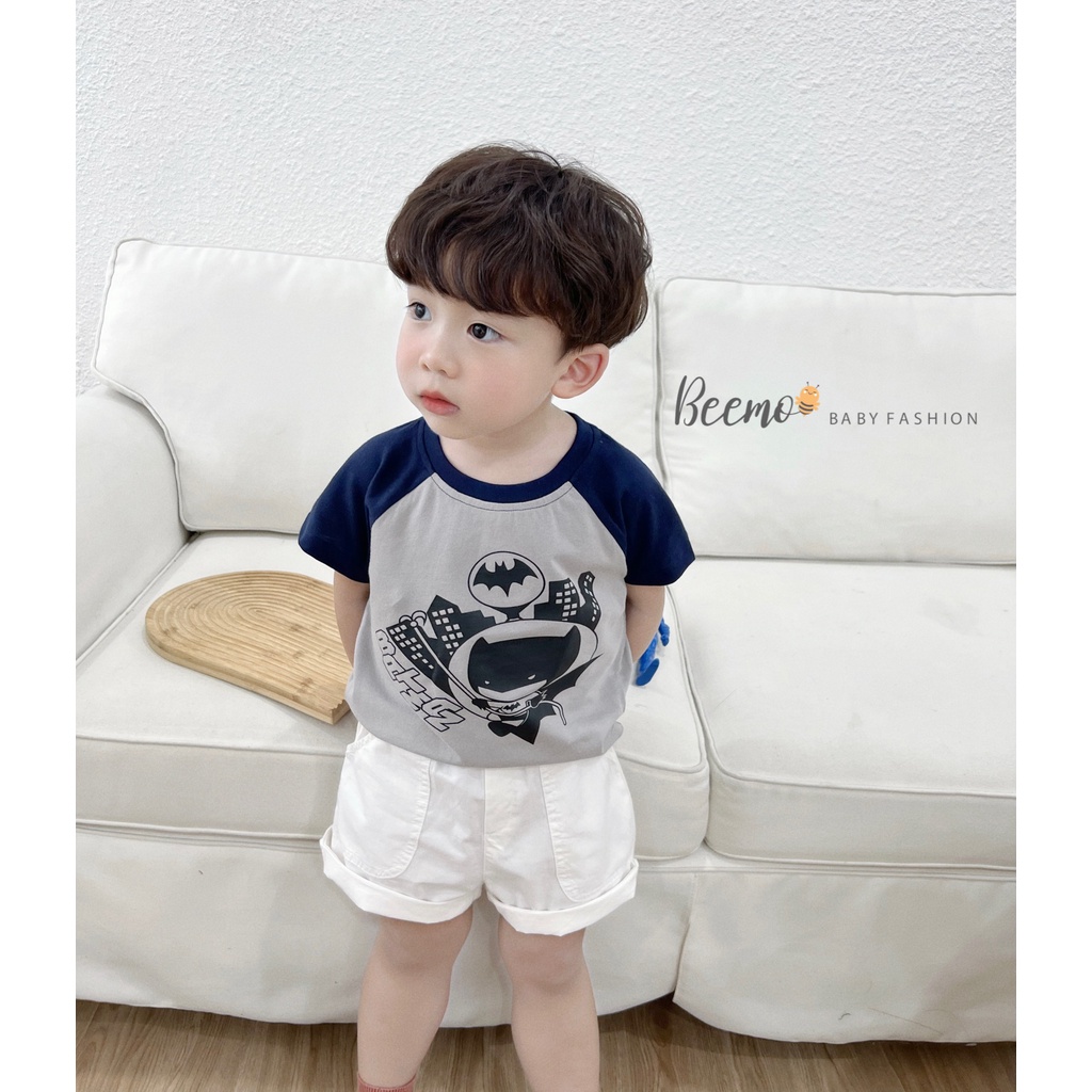 Áo phông cộc tay Beemo in hình Batman dễ thương chất liệu cotton mặc đi học, đi chơi cho bé từ 1 - 7 tuổi 22066A2