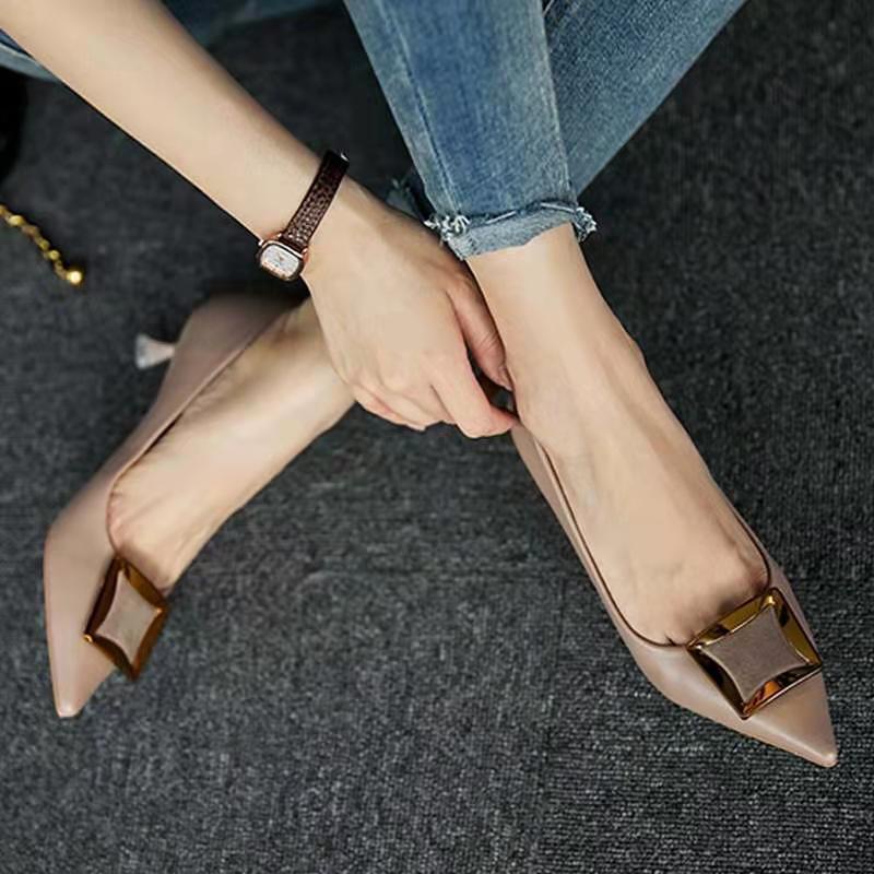 Giày Cao Gót Mũi Nhọn Đơn Giản Thời Trang Xuân Thu Mới Cho Nữ