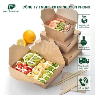 [Bán sỉ - Hoả tốc] 50 hộp giấy nắp móc chéo đựng thức ăn